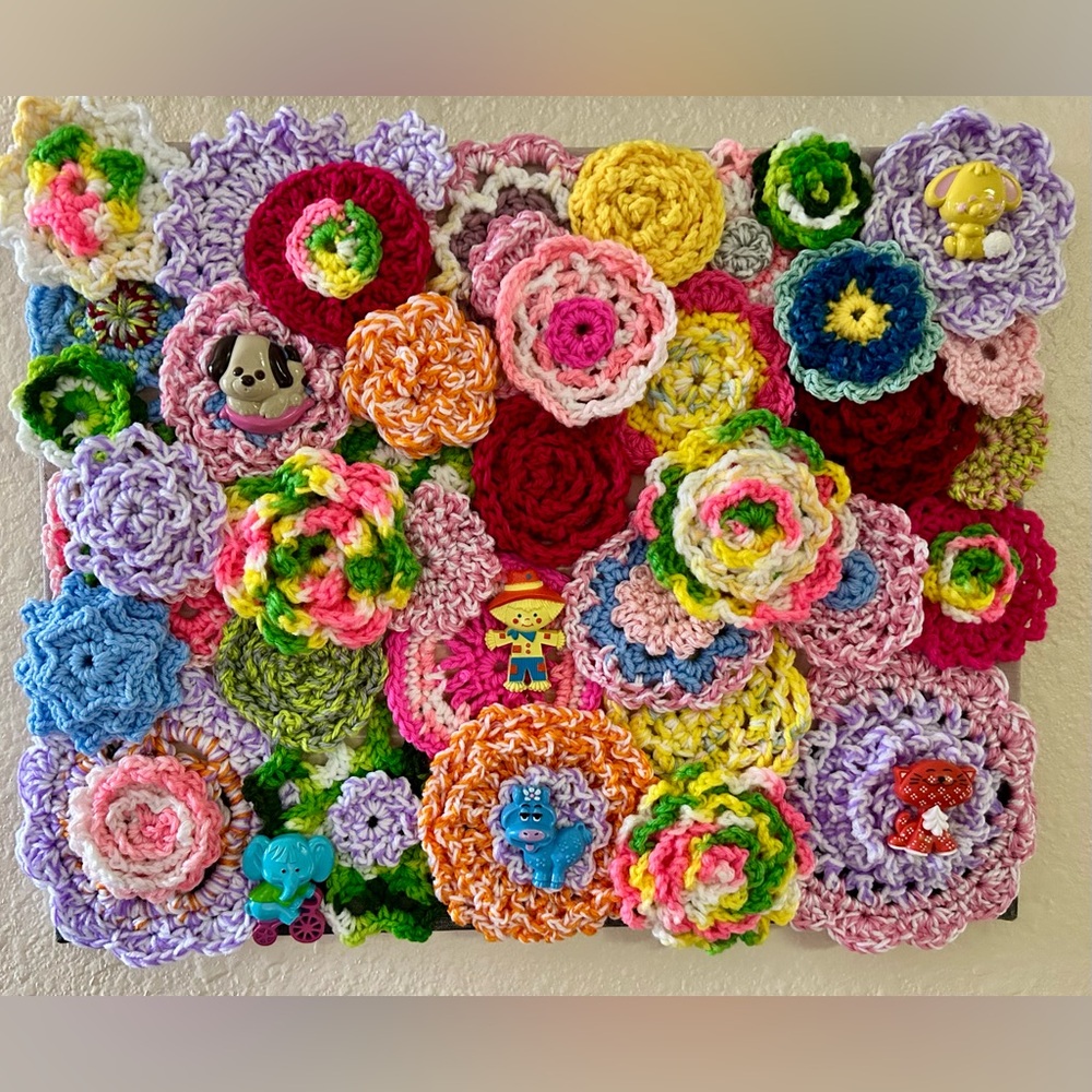 Colorful Crochet Flower Wall Art